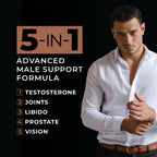 METISNutrition JXT5 Joint Health - 5-in-1 Men's Health Supplement to Libido, Prostate, and Vision - Test Boost, Joint Support, and Improve Energy (90 Capsules)
