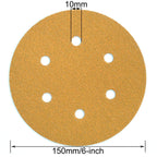 Aiyard 6-Inch 6-Hole Hook and Loop Sanding Discs 100-Grit, Random Orbital Sandpaper for Automotive and Woodworking, 100-Pack