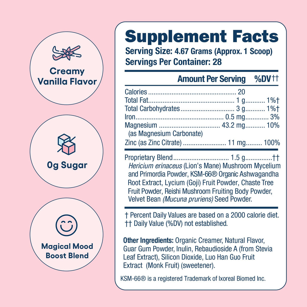 Love Sweat Fitness Miss Congeniality | Mood & Stress Supplement for Women | Ashwagandha, B Vitamins & Magnesium Powder | Cortisol & Hormone Balance Support | Focus & Calm | Vanilla | 28 Servings