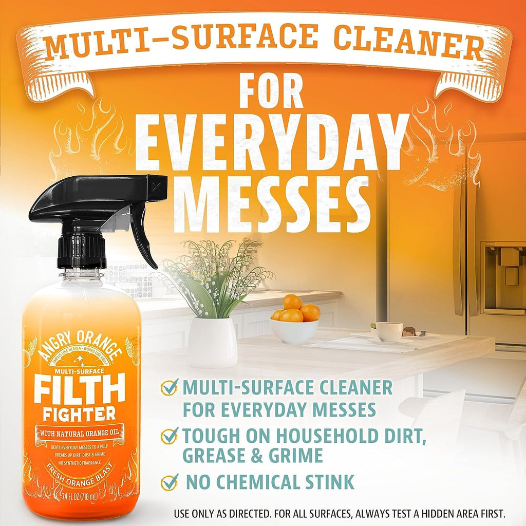 ANGRY ORANGE Citrus Multipurpose Cleaner Spray for Kitchen and Bathroom - 24 oz - Value 2 Pack