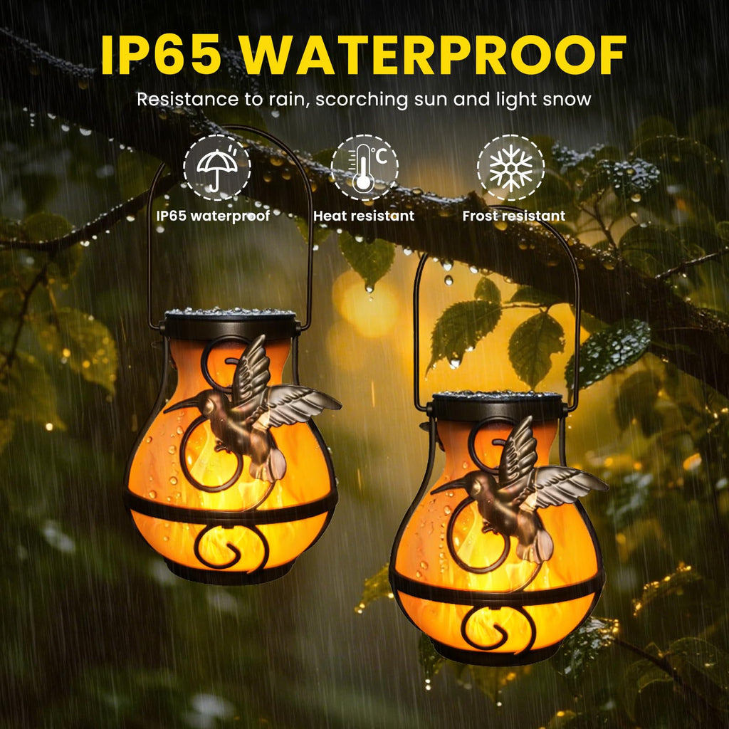 Solar Lanterns Outdoor Waterproof Hanging Hummingbird Flickering Flame