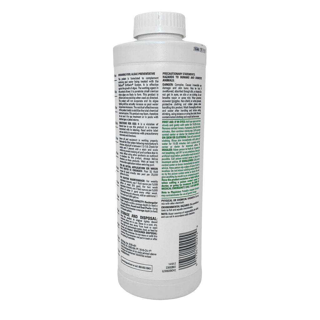 BioGuard SoftSwim A, 1 qt, Single, Algae Inhibitor & Preventative, Swimming Pool Algaecide, Prevents All Types of Algae Growth