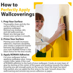 Roman PRO-880 Wallpaper Adhesive & Paste for Any Wallcovering - Ultra Clear Strippable, 1 Gallon(330 sq. ft)