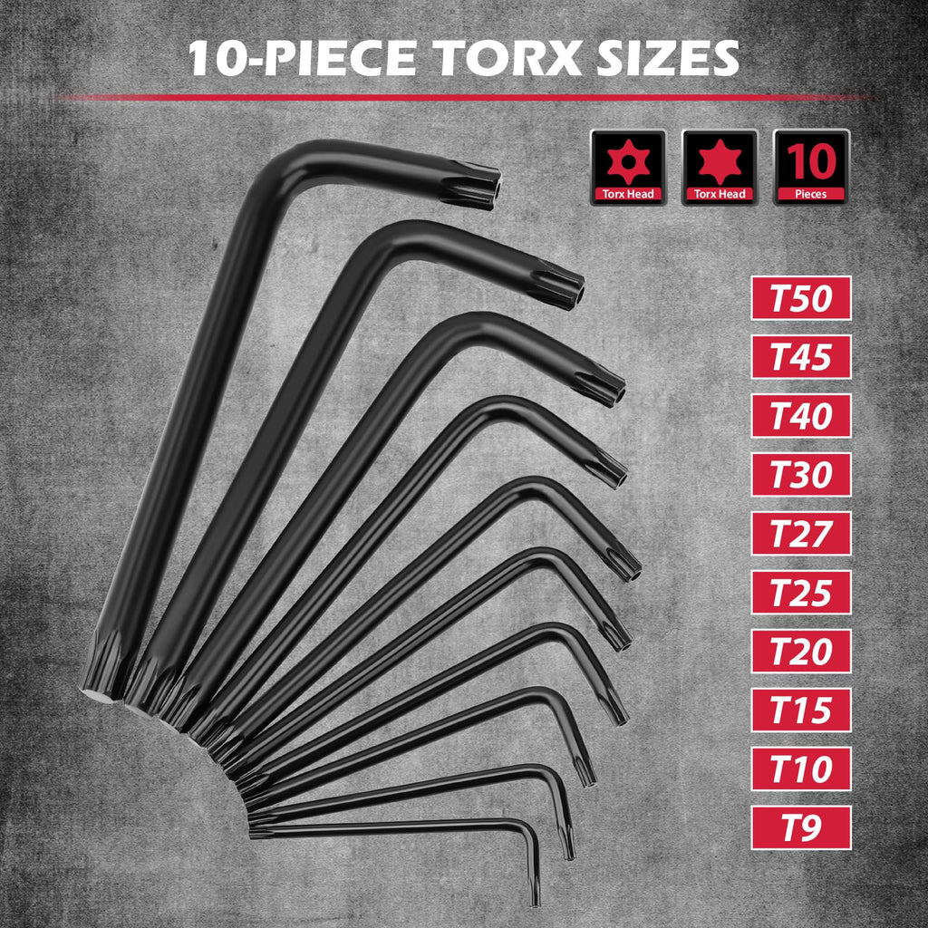 41-Piece Hex Key Allen Wrench Set, L Shape Hex and Torx Key Wrenches with Torque Handle | SAE(0.028"-3/8") | Metric(0.7mm-10mm) | Torx(T9-T50) in 3-Layer Storage Case, Heat Treated Cr-V Steel