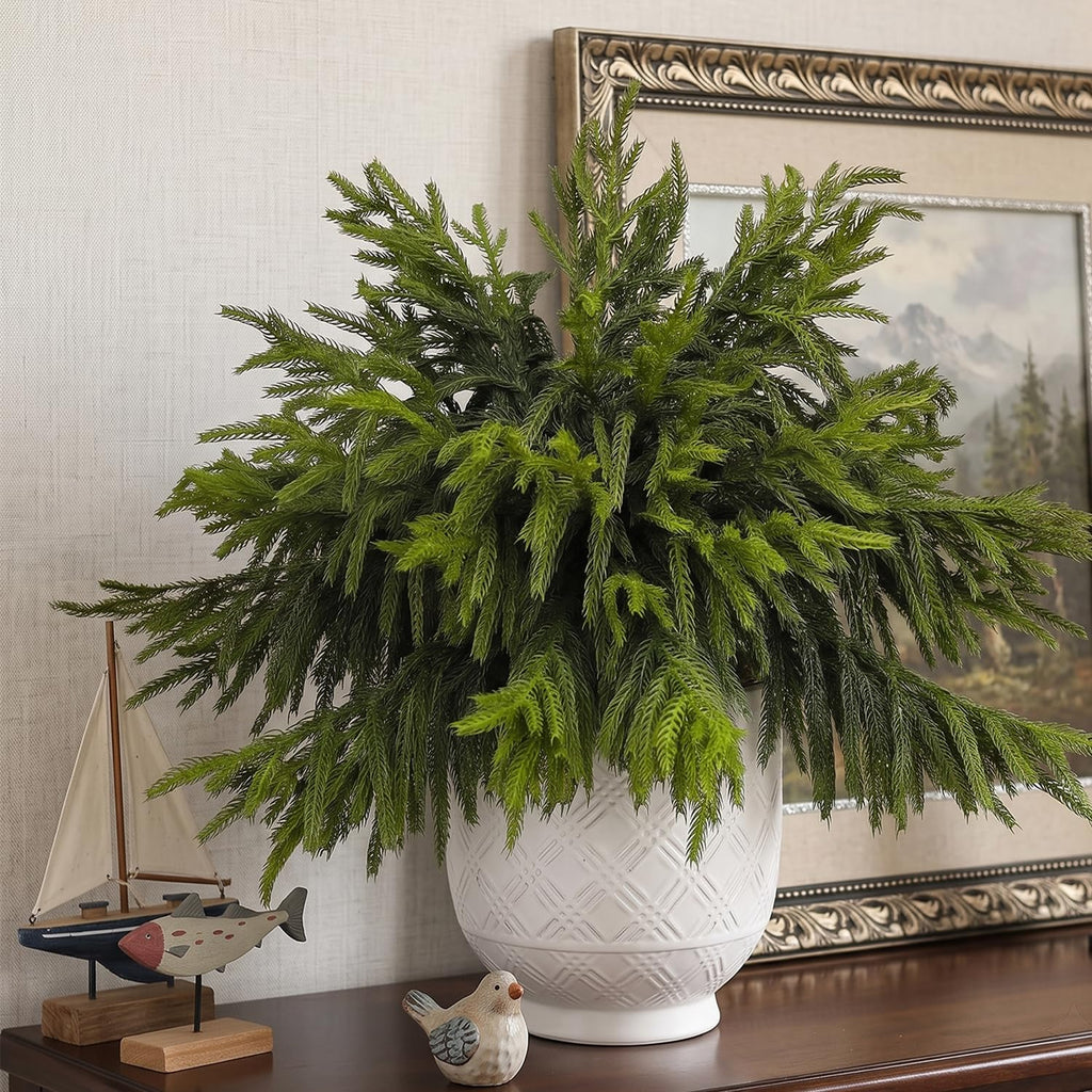CCPanda 20 Pcs Christmas Artificial Norfolk Pine Branches 18" Real Touch