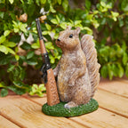 Garden Squirrel Guard Statue, Soldier Gnome - Woodland Friend Garden Decor Statues, Animal Gnome Statues, Waterproof Figure Indoor & Outdoor Lawn Squirrels Ornament Funny Decoration Gifts 6.7" H Gift