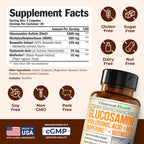 Glucosamine Sulfate with Hyaluronic Acid, Boswellia, Black Pepper & MSM Supplement – 5-in-1 Joint Supplements for Men and Women – Joint Health, Mobility & Bone Strength – FSA Eligible 60 Caps