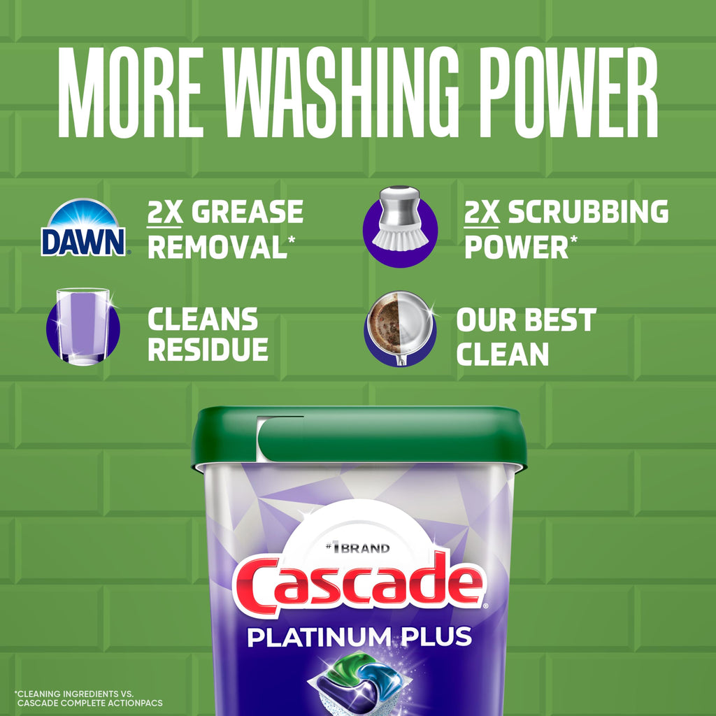 Cascade Platinum Plus Dishwasher Pods, Dishwasher Detergent, Dish Detergent Soap, Fresh, 47 Count