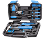 CARTMAN 39-Piece Home Tool Set Kit, Essential Household Hand Tools with Plastic Storage Case Blue