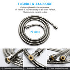 Blissland Shower Hose, 79 Inches Extra Long Stainless Steel Handheld Shower Head Hose with Brass Insert and Nut - Durable and Flexible(Brushed Nickel)