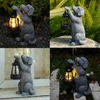 LXOUMEI Solar Dog Outdoor Statue, Garden Dog Figurines with Lantern