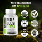Nutrimend IQ Male Boost Ultra - The Ultimate Male Supplement - Fast Acting Blood Flow Support - Gain Muscle, Strength, Stamina - Overall Test Level Support - HornyGoatWeed + 8 More - 60 Capsules
