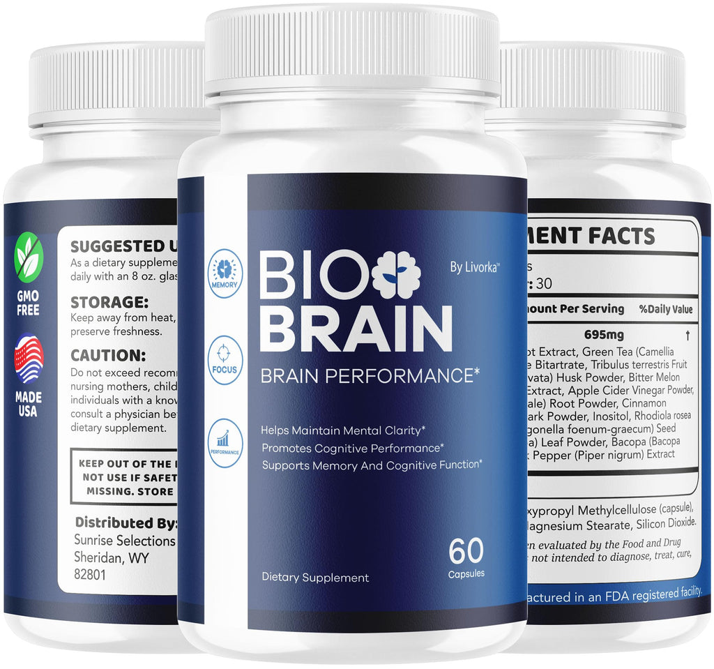 (5 Pack) Bio Brain Capsules - Official BioBrain Supplement Pills Daily Support Brain & Memory Focus All Natural Advanced Premium Formula for Overall Health & Wellness, 300 Capsules for 5 Months