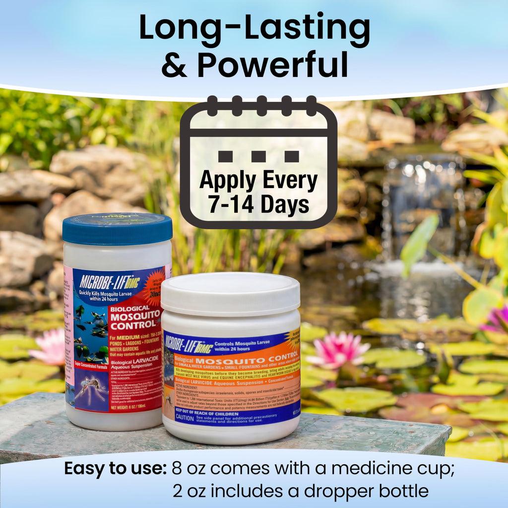 MICROBE-LIFT BMC Biological Mosquito Control, Liquid Treatment for Medium-Sized Decorative Water Gardens Up to 2,000 Gallons, Fountains and Ponds, 6 Fluid Ounces