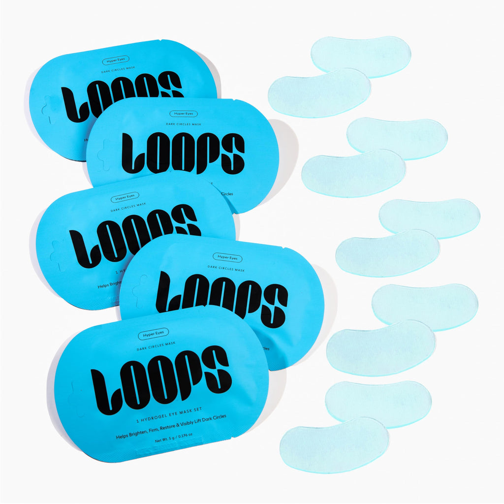 LOOPS Hyper Smooth Eye Hydrogel Eye Masks, Hydrate, Nourish and Help Reduce Dark Circles for Refreshed Eyes - Reduces Signs of Puffiness and Fortify Your Eyes - Moisturizing Under Eye Patches - 5pc