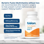 Bariatric Fusion Bariatric Multivitamin Without Iron | Post Bariatric Surgery Patients | Iron Free Bariatric Vitamin for Gastric Bypass and Sleeve Gastrectomy | 60 Capsules | 1 Month Supply