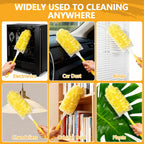 WAWINY 40 Pack Duster Refills Kit Fit for Swiffer Duster Handle,360° Deep Cleaner Heavy Duty Replacement with 1 Handle(Yellow)