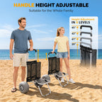 Bonnlo Adjustable Beach Wagon for Sand with 11" All Terrain Wheels