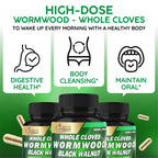 Cadane Wormwood Whole Cloves Black Walnut with Ginger, Garlic, Oregano, Fennel & Black Pepper | Digestive & Wellness Support | 120 Capsules – 60-Day