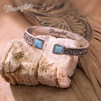 Wrangler Turquoise Cuff Bracelet, Carved Floral Western Jewelry for Women
