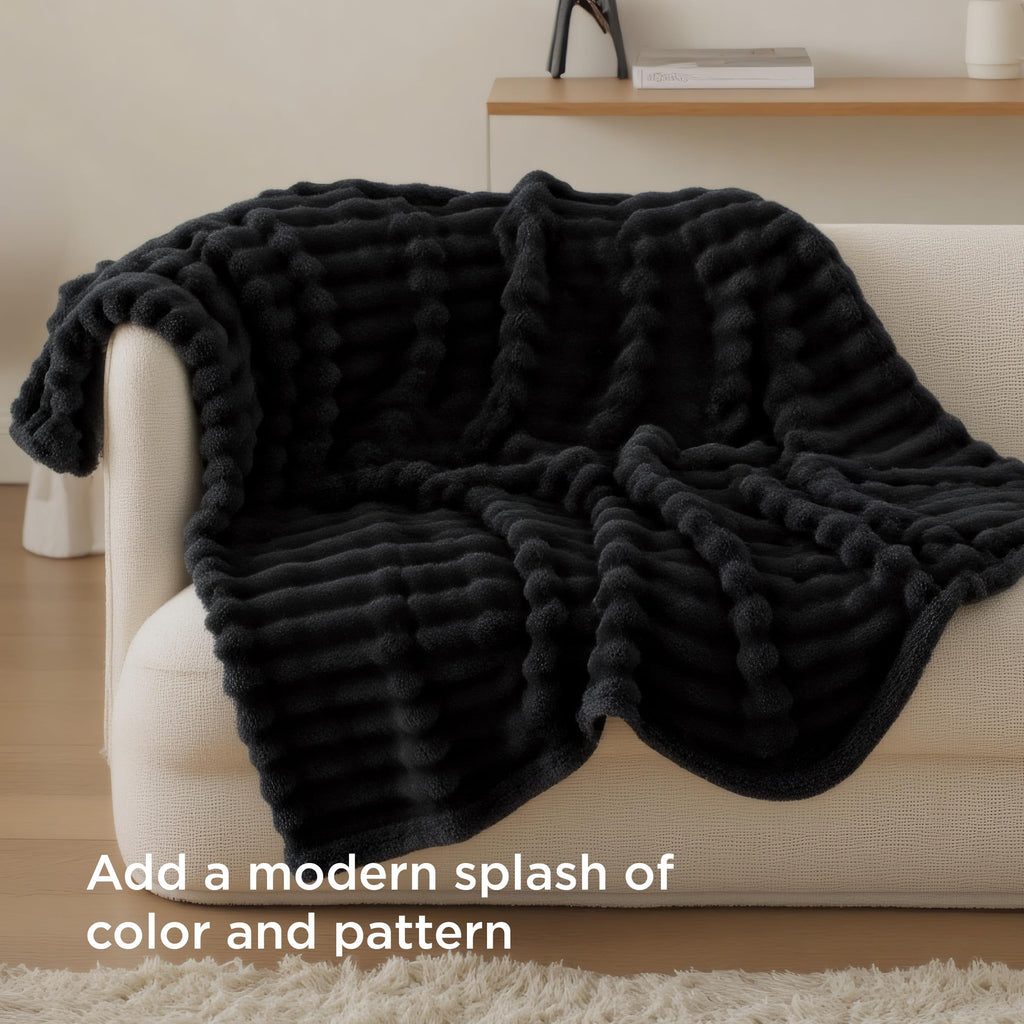 Bedsure Soft Black Throw Blanket for Couch Decor Gifts 50"x60"