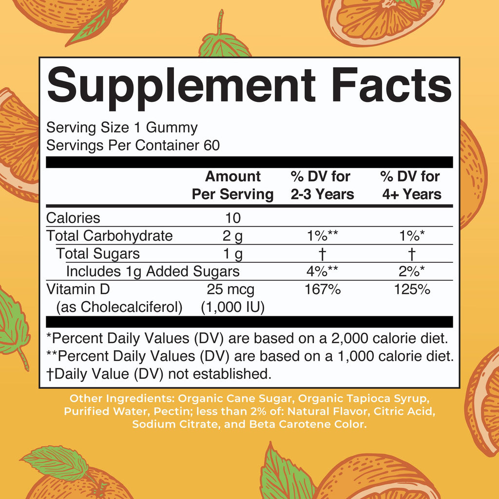 MaryRuth Organics Vitamin D3 Gummies | 2 Month Supply | Adults & Kids Vitamin D Gummy | Immune Support Supplement | VIT D3 1000IU for Bone Health&Muscle Function | Vegan | Non-GMO | Gluten Free | 60