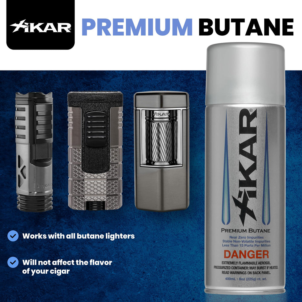 XIKAR PUROFINE Premium Butane Fuel Refill (400ml) 0 Impurities - Ultra Refined, Food Grade, Culinary Butane Refill for Torch & Lighter - Jet Flame Lighter Fuel & Kitchen Torch Refills (4 Pack/8oz)