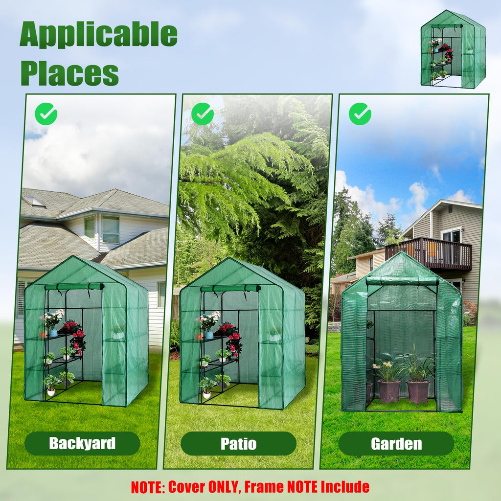 Walk-in Greenhouse Replacement Cover 56×56×76inch (Frame Not Included)