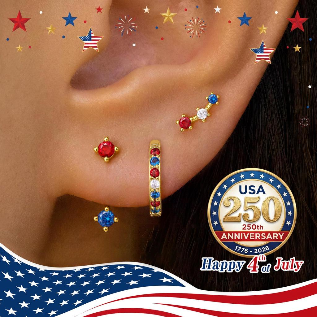 4th of July Earrings for Women Outfits Accessories, 250th Anniversary Fourth of July Deals Independence Day Patriotic Dress Shirts, USA American Flag Red White Blue Hoop Stud Jacket Jewelry