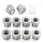 TAISHER 10PCS 304 Stainless Steel Reducer Hex Bushing, 1/2" NPT Male x 1/4" NPT Female, Reducing Pipe Adapter Fitting