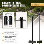 Garden Stakes for Netting, Heavy Duty Metal Garden Poles for Netting Support, Black Powder Coated Steel Frame for Fencing, Plant & Crop Protection(4 Pack,6.8 ft)