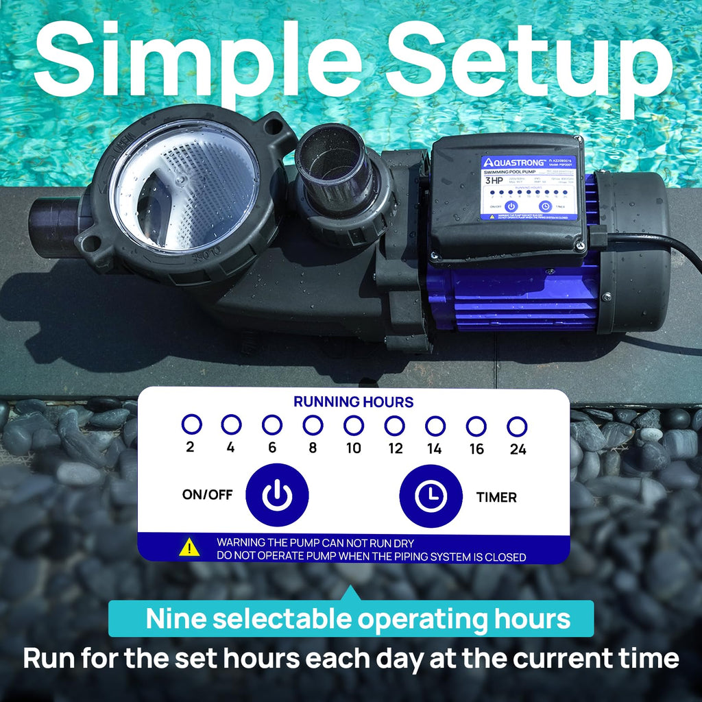 Aquastrong In/Above Ground Pool Pump High Flow Self Primming Swimming Pool Pump,Lce Blue