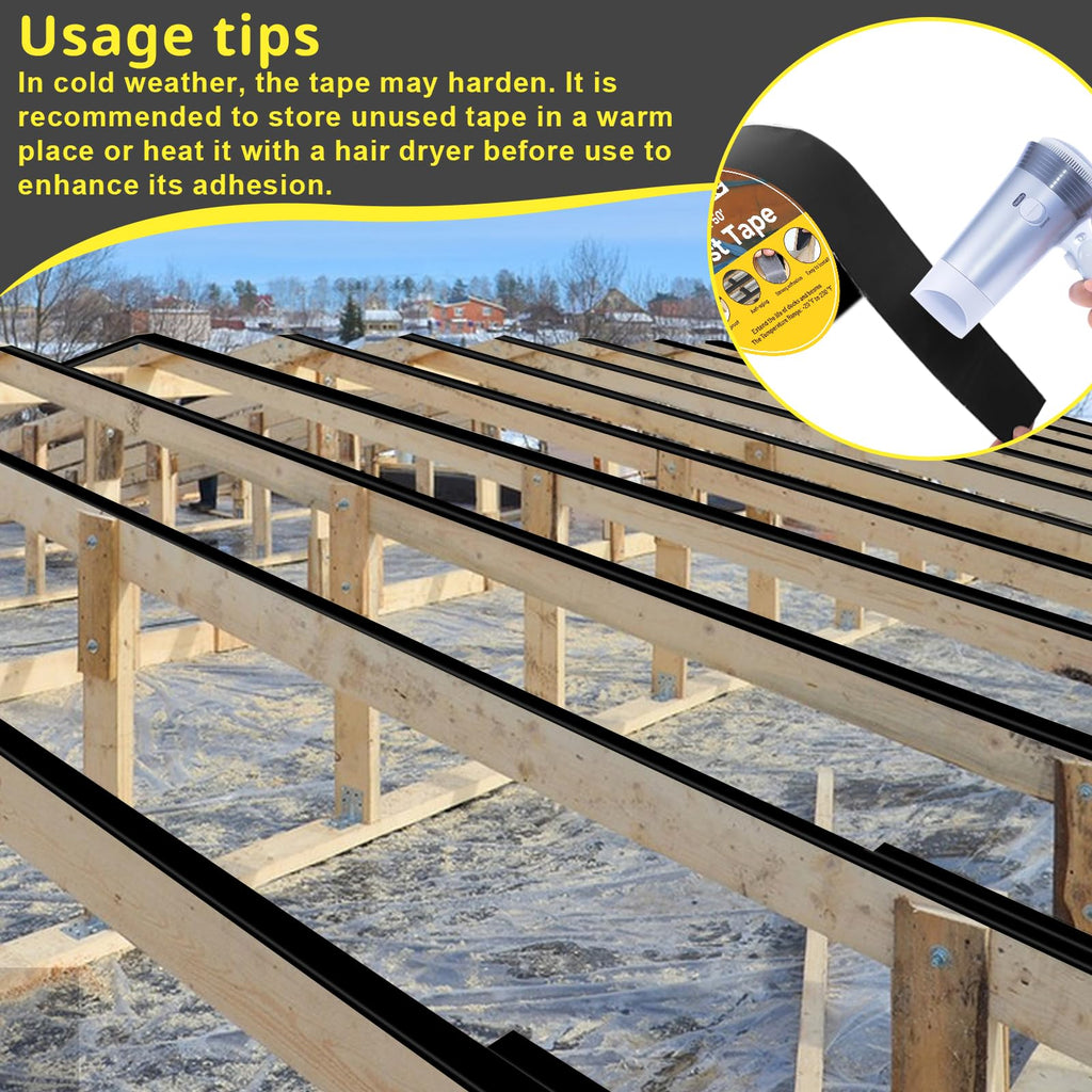 Hanotic Joist Tape for Decking 2'' X 50', 6 Rolls Weather Resistance Butyl Tape, Waterproof and Anti-Corrosion, Self-Adhesive for Wood Joists Decks Beams Roof Extend Deck Life
