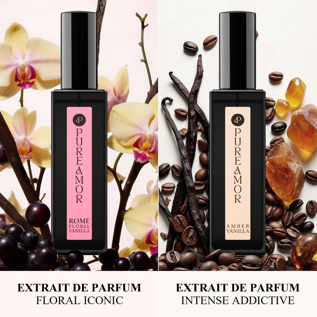 PUREAMOR ROMAN Blossom Vanilla Perfume for Women, Cozy Floral Jasmine & Sweet Vanilla Fragrance, Long Lasting Extrait de Parfum, Advanced Fragrance Travel Size 0.7 oz/20ml Perfume Spray