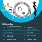 Eastman 6 Ft. Dishwasher Installation Kit, Braided Stainless Steel Supply Line with 3/8 Inch Compression Ends, 3-Prong Straight Power Cord, 41150