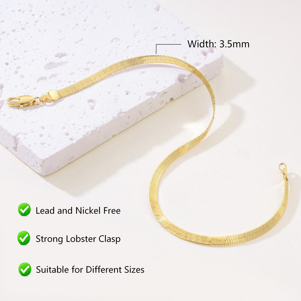 14K Gold Anklets for Women 3.5mm Snake Anklet Bracelets for Womens