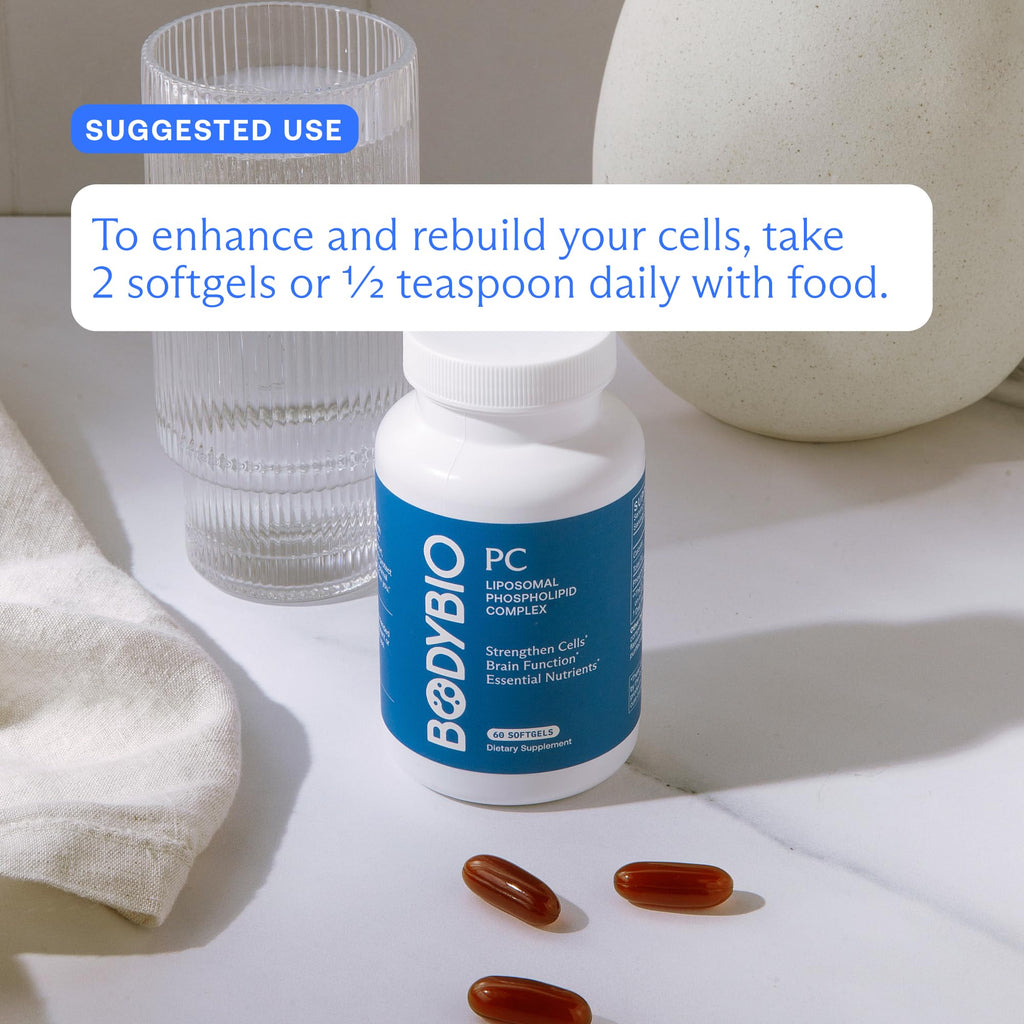 BodyBio PC - Phosphatidylcholine for Brain Health, Mental Clarity, Cognitive Function, Cellular Repair & Healthy Aging, Phospholipid Complex Supplement for Gentle Daily Detox