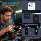 [Dual-Lens] Endoscope Camera with Light,1920P HD Borescope with 8+1 Adjustable LED Lights, IP67 Waterproof Endoscope with Semi-Rigid Snake Cable, Inspection Borescope for iOS and Android-16.4ft