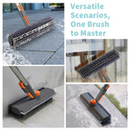 AIR U+ Floor Scrub Brush with Long Handle, 3-in-1 Rotating Head & Squeegee