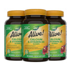Nature’s Way Alive! Chewable Calcium Gummies with Vitamin D3, Daily Supplement Supports Healthy Bones and Teeth, and Muscle Function*, Strawberry and Raspberry-Lemonade Flavored, 60 Gummies (SET OF 3)
