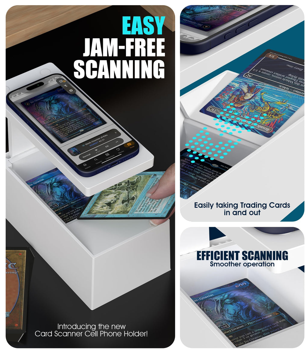 GIBOPOB MTG Card Scanner Stand for ManaBox, Adjustable Phone Holder, Sloped Tray Trading Card Scanner for Standard Size Cards, Fast Card Catalog Tool for Sleeved & Unsleeved Cards