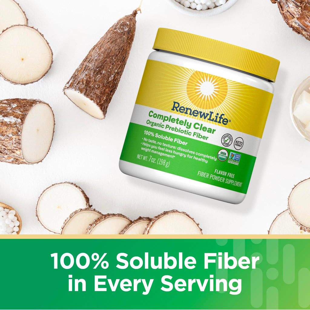 Renew Life Adult Completely Clear Organic Prebiotic Keto Friendly Fiber, Powder, 7 oz. (Package May Vary)