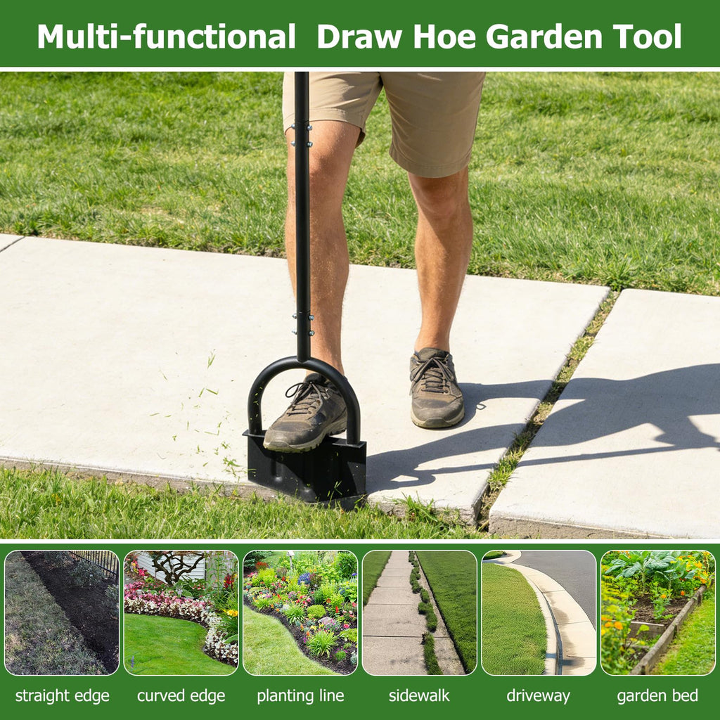 DIIG Manual Lawn Edger Tool with Long Handle, 8.5 Inch Steel Blade, Wide Foot Plate for Garden Edging, Lawn and Landscaping