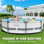 WaveHaven Above Ground Pool,10ft x 30in Frame Deep Swimming Pool,Round Family Pool,Large Above Ground Pool Easy Set,1200 Gallon Pool,Outdoor Backyard Pool for Kids,Adults-Grey,Pump Not Included