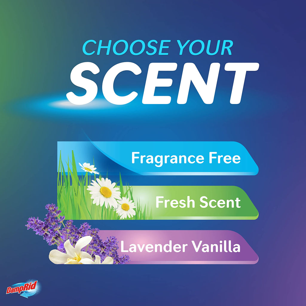 DampRid Lavender Vanilla Hanging Moisture Absorber, 15.4 oz., 6 Pack - Eliminates Musty Odors for Fresher, Cleaner Air, Ideal Moisture Absorbers for Closet, 10% More Moisture Absorbing Power*
