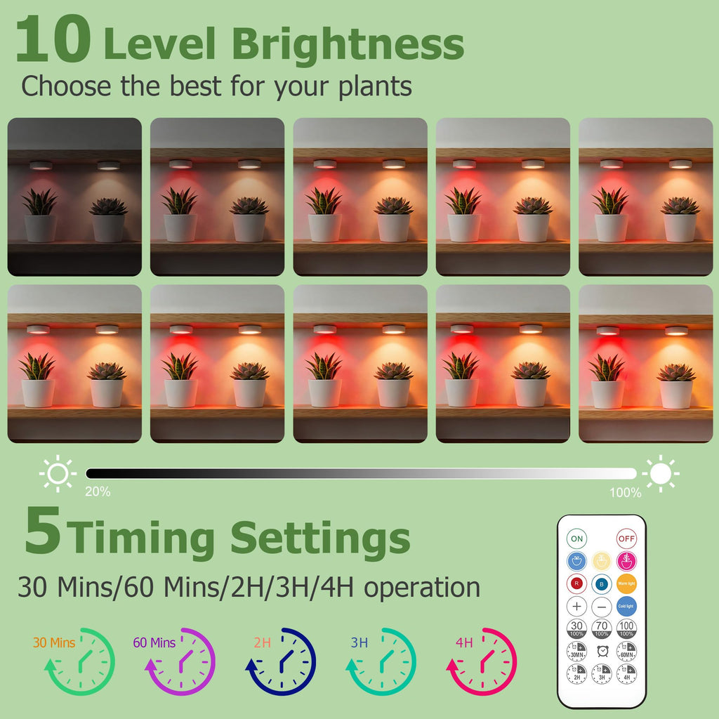 Rechargeable Battery Grow Light, Full Spectrum Indoor Cordless Plant Light
