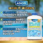 ADIOS! Hot Tub Hard Water Calcium Remover with Scale and Stain Clarifier, Soften Treat and Reduce Spa Deposits - 16oz (Pint)