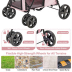 LPOTIUS Double Pet Stroller for Dogs and Cats with 2 Detachable Carrier, Quick-Folding Dog Stroller for Medium Small Dogs Cats, 4 Wheels, Light Pink