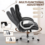 Homall High Back Ergonomic Desk Chair, PU Leather Adjustable Height Modern Executive Swivel Task Chair with Padded Armrests and Lumbar Support (Black)