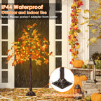 2 Pack 4FT Lighted Maple Tree 100 LED Artificial Fall Tree for Home Decor